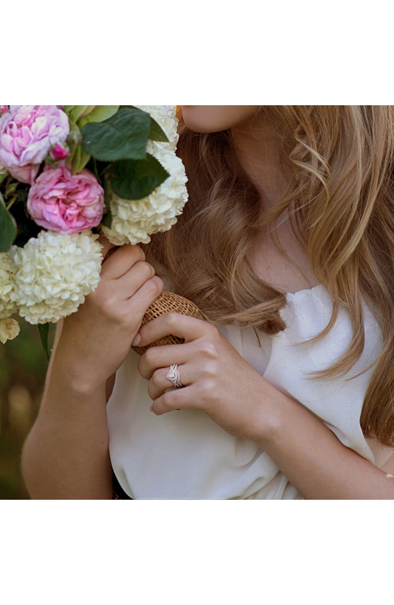 Julianna B. Diamond Pear Halo Vintage Bridal Ring Set 14k, Alternate, color, 14K White Gold