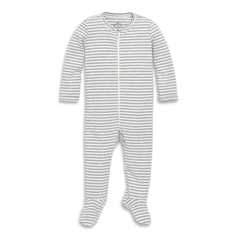 Baby Organic Zip Footie In Stripe