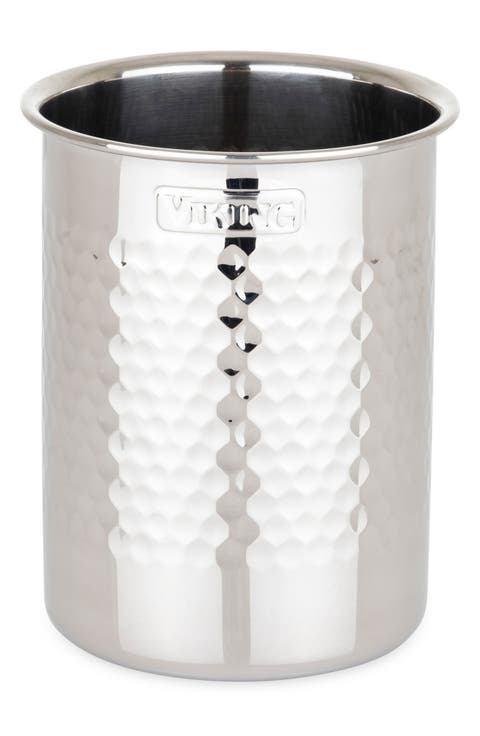 Hammered Stainless Steel Utensil Holder