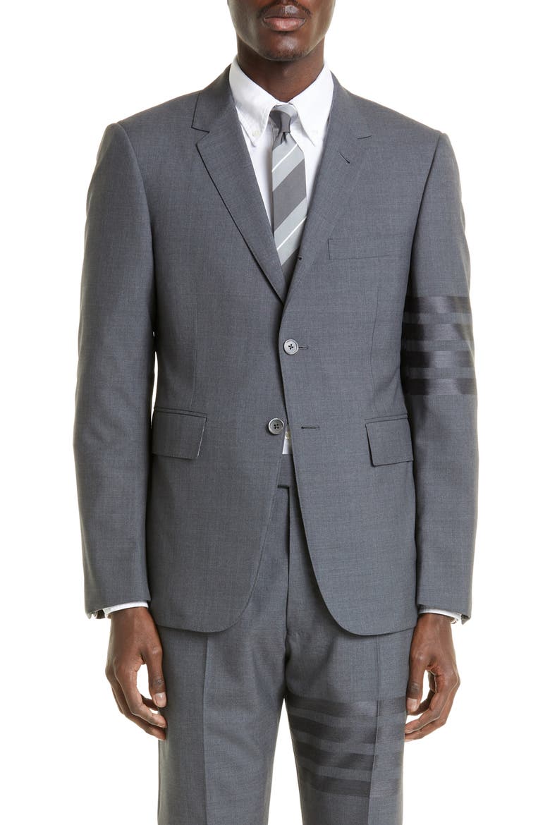 4 Bar Mélange Wool Sport Coat, Main, color, DARK GREY