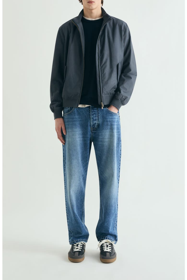High Neck Bomber Jacket, Alternate, color, Navy