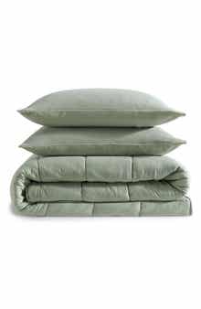 Reversible Plush Washed Microfiber Comforter Bedding Set