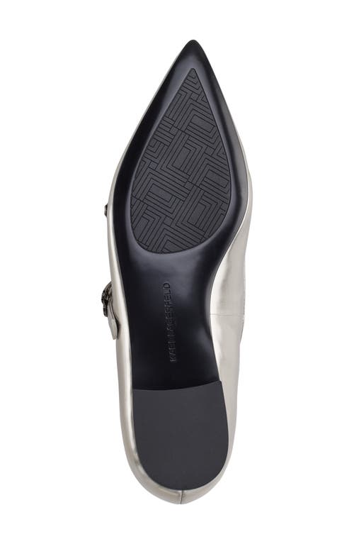 Karl Lagerfeld Paris Veyda Pointed Toe Mary Jane Flat In Gray