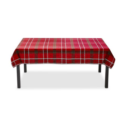 Sleigh Ride Holiday Red and Black Plaid Tablecloth