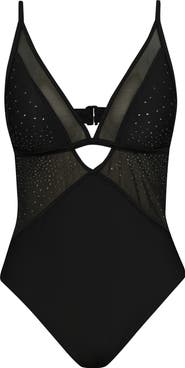 L'AGENCE Lilou Shine Plunge One-Piece Swimsuit