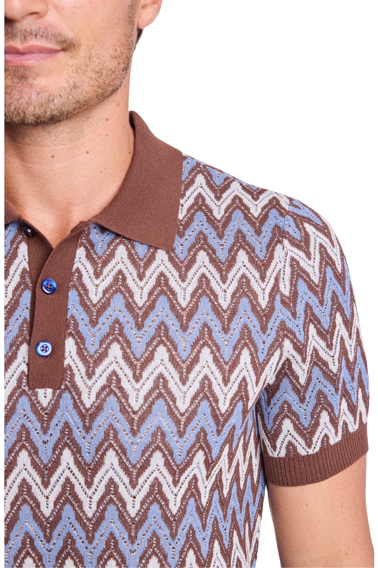 Trim Fit Zigzag Knit Polo, Alternate, color, BLUE TRUFFLE ZIG ZAG