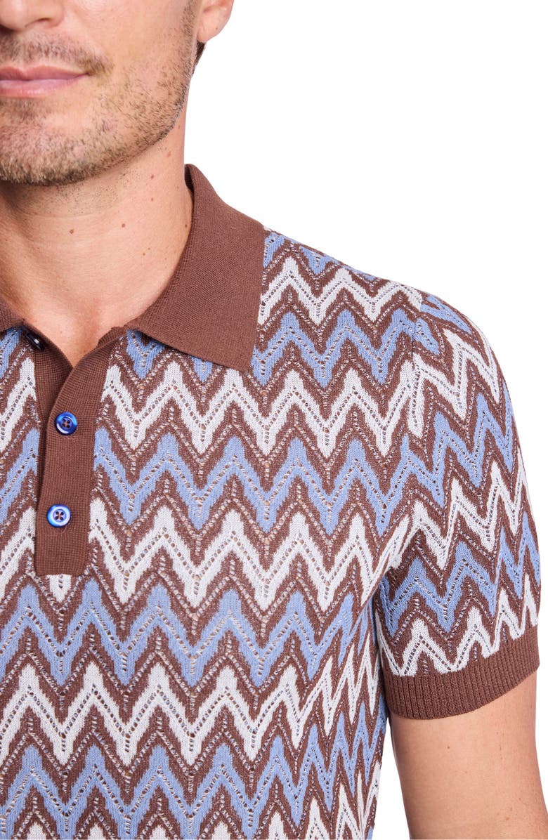 PAISLEY & GRAY Trim Fit Zigzag Knit Polo, Alternate, color, Blue Truffle Zig Zag