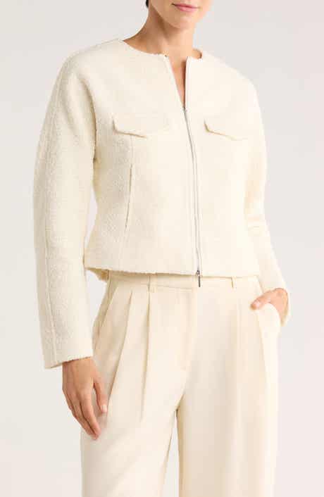 Derek Lam 10 Crosby Prewett Zip Front Crop Tweed Jacket