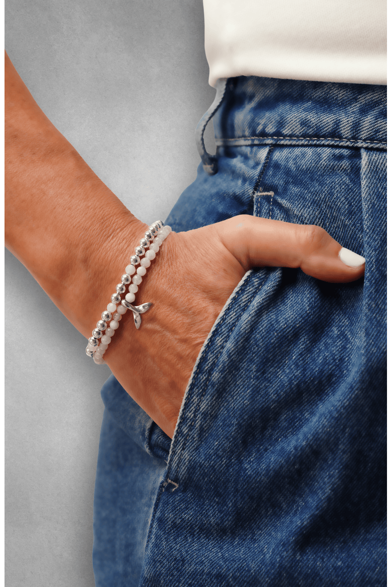 Women's Sterling Silver & Gemstone "Whale Tail" Double-Wrap Bracelet, Alternate, color, Silver