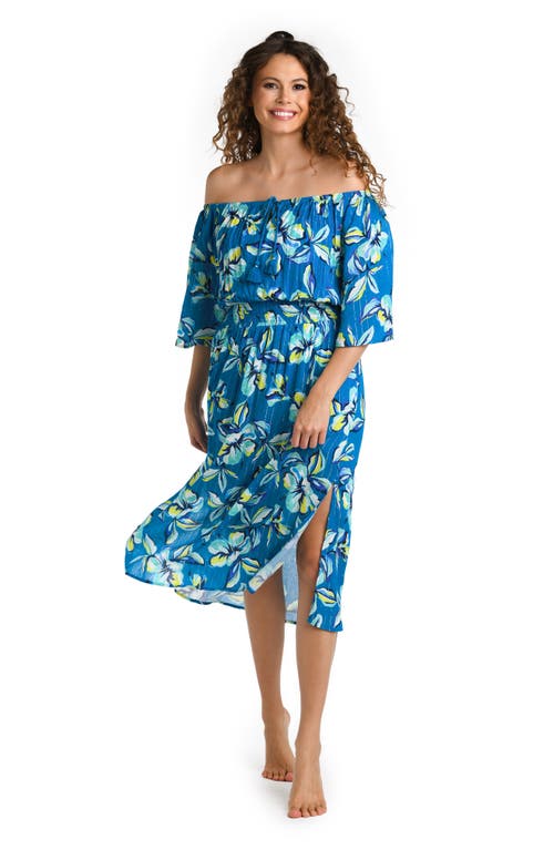 La Blanca Off-shoulder Midi Dress In Ocean