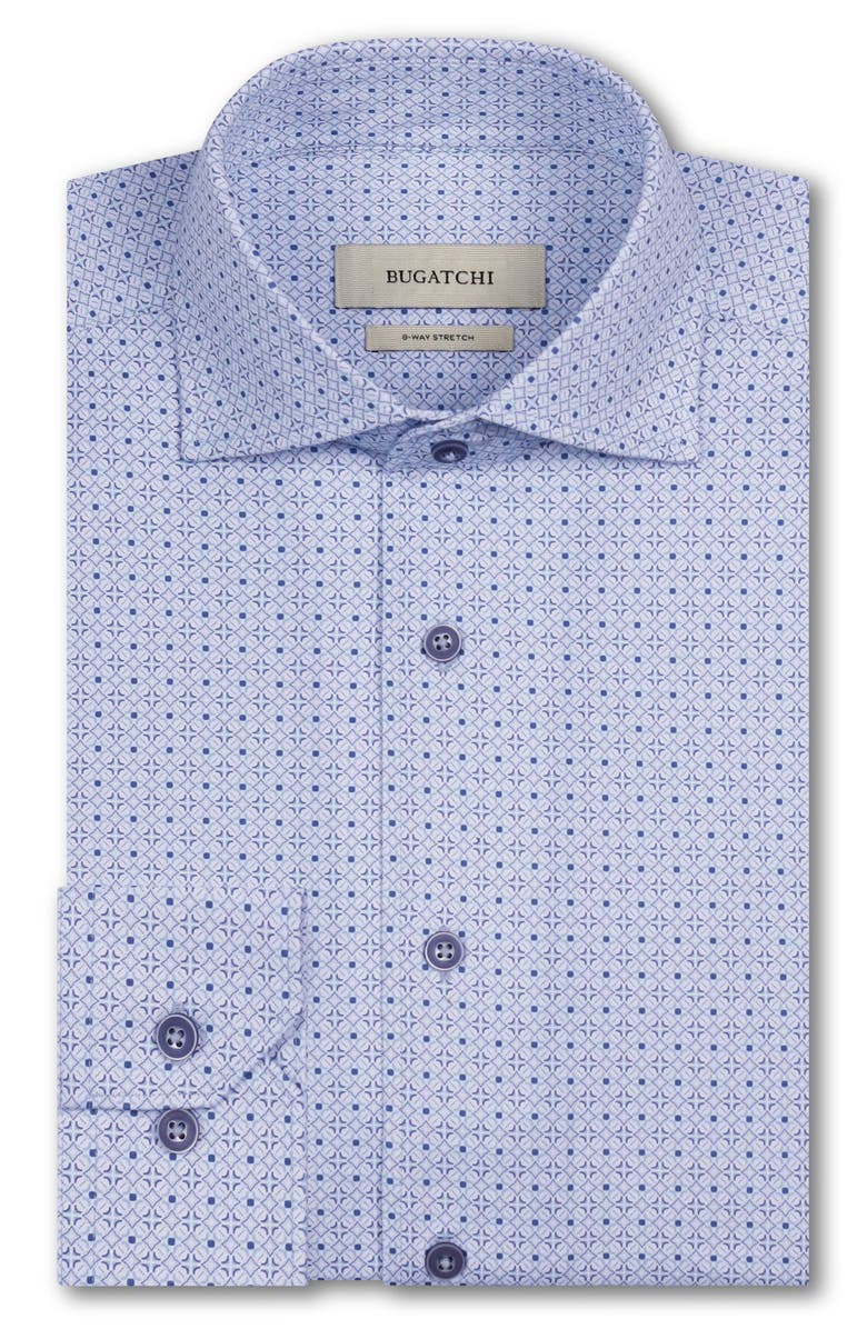 Bugatchi Devon OoohCotton<sup>®</sup> Tile Geo Print Button-Up Shirt, Alternate, color, Ether