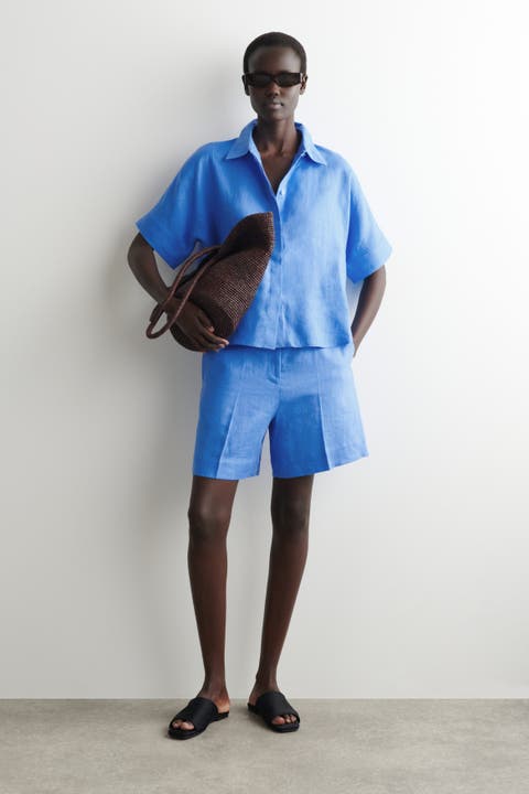 Tailored Elasticated Linen Shorts
