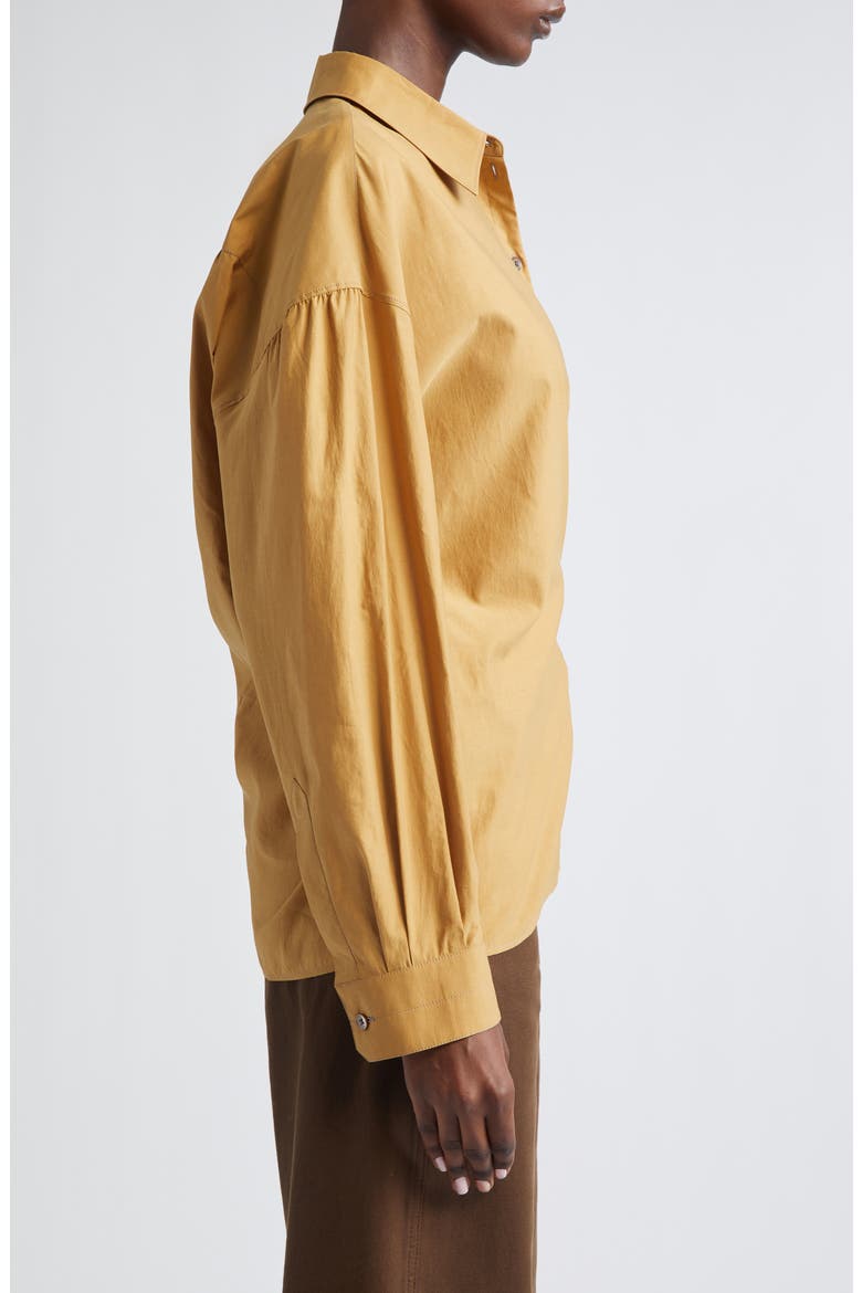 Twisted Cotton & Silk Button-Up Shirt, Alternate, color, CUMIN
