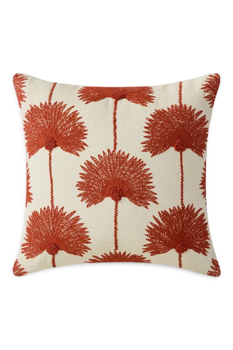 Palm Leaf Embroidered Throw Pillow, Main, color, SIENNA / OFF WHITE