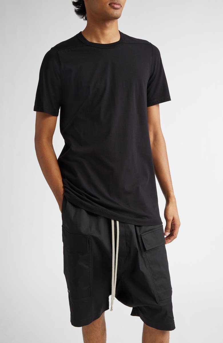 Rick Owens Level T Longline Cotton T-Shirt, Main, color, Black