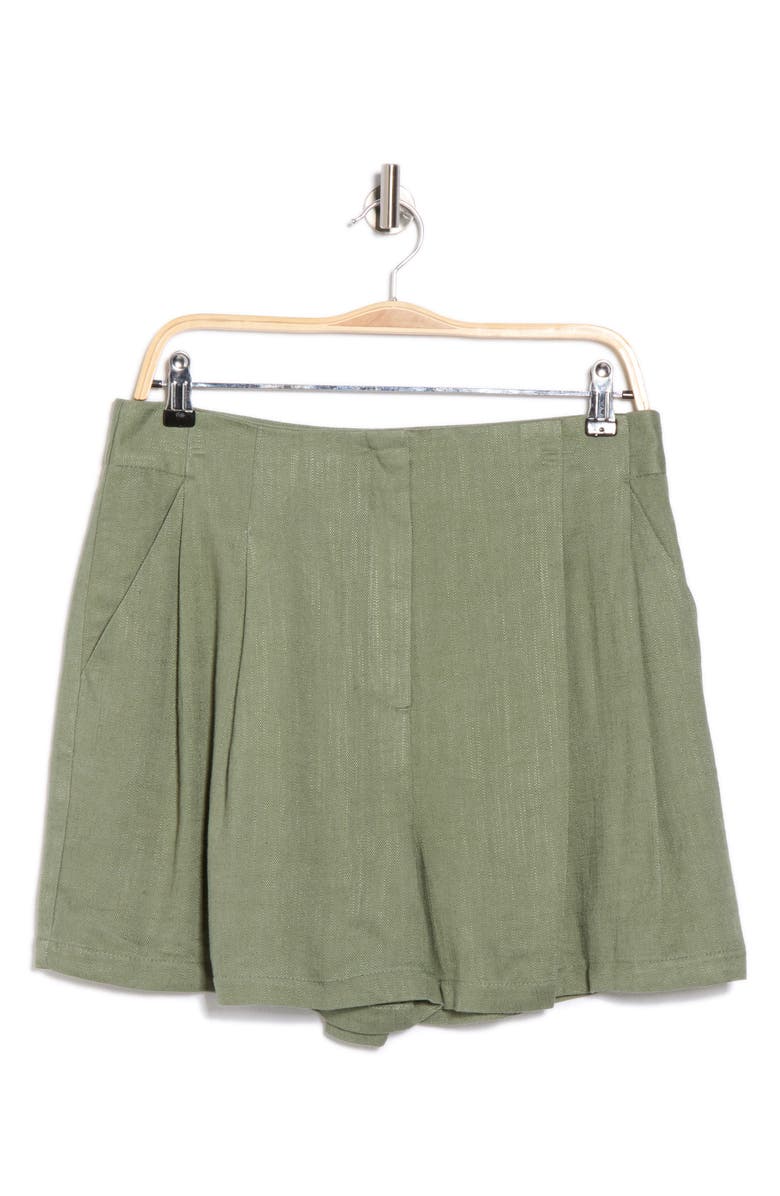 ASOS DESIGN High Waist Pleated Front Shorts, Main, color, Khaki