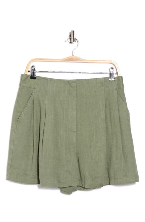 High Waist Pleated Front Shorts