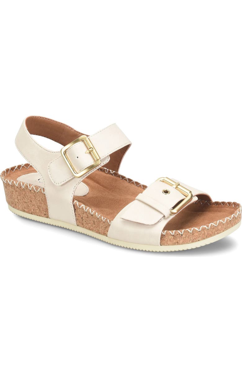EUROSOFT Cork Wedge Sandal, Main, color, Bone