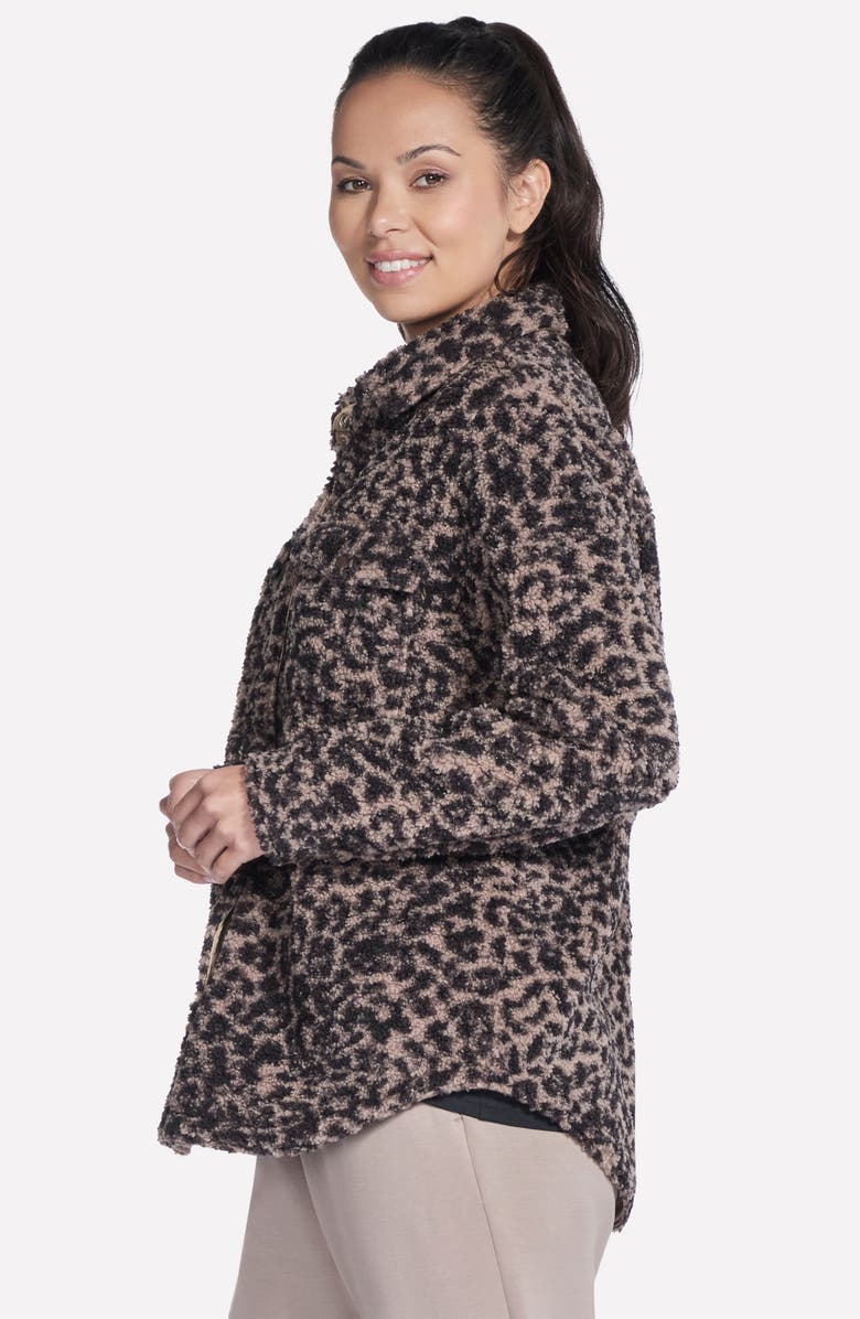 SKECHERS On the GO Cheetah Faux Shearling Shirt Jacket, Alternate, color, Cheetah