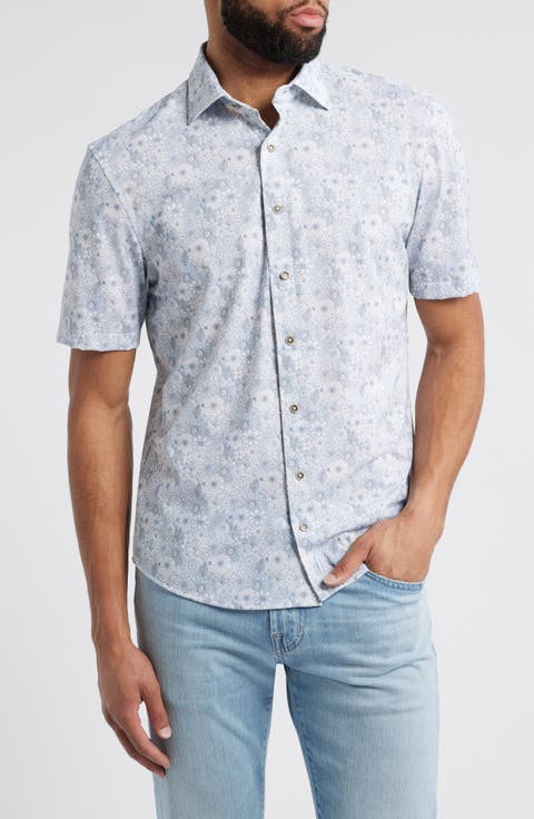 Kayce Hangin' Out Floral Short Sleeve Knit Button-Up Shirt