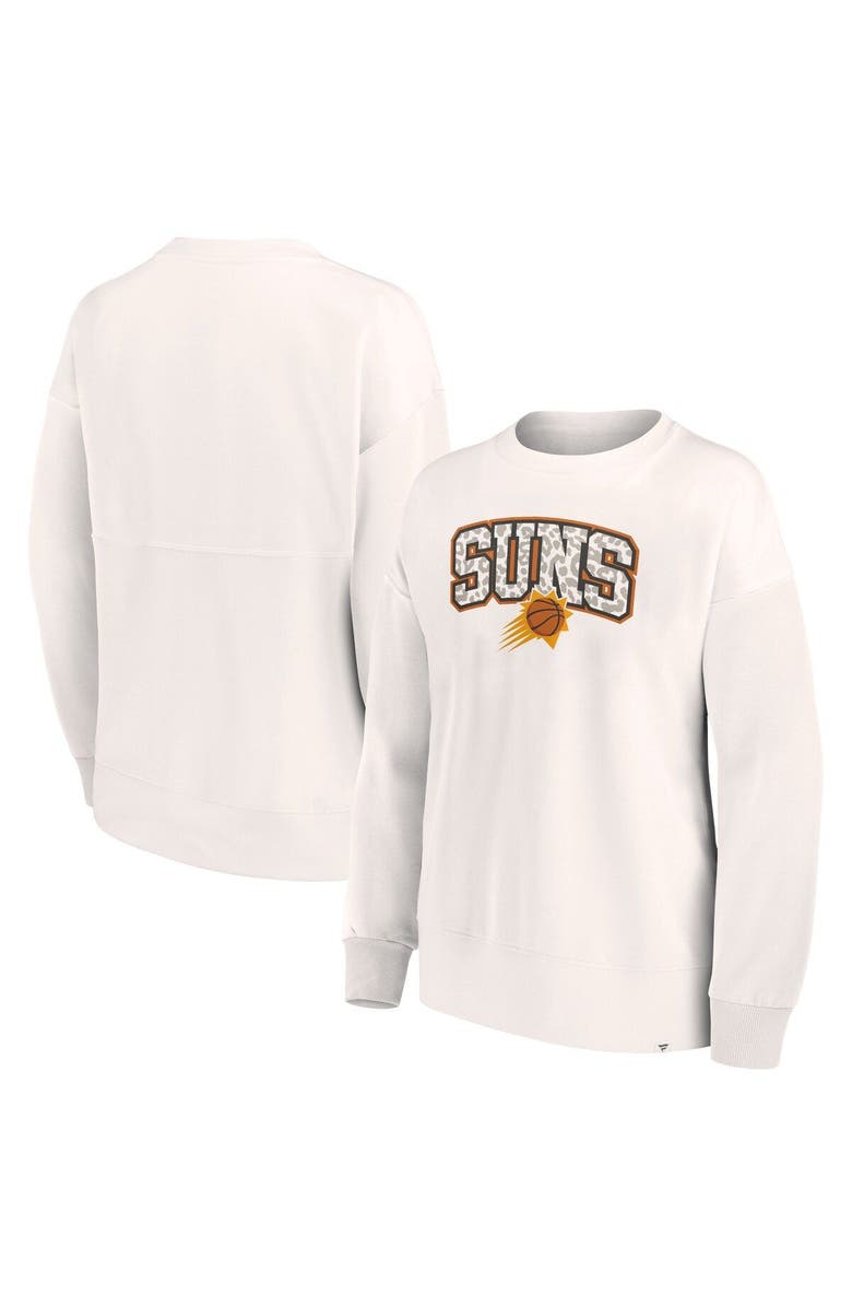 FANATICS Women's Fanatics Branded White Phoenix Suns Tonal Leopard Pullover Sweatshirt, Main, color, White