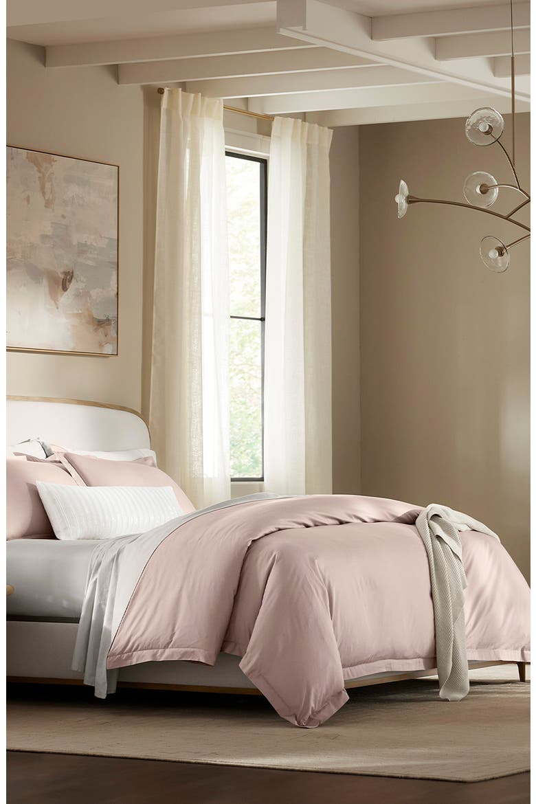 Signature Hemmed Duvet Set, Alternate, color, DUSTY ROSE