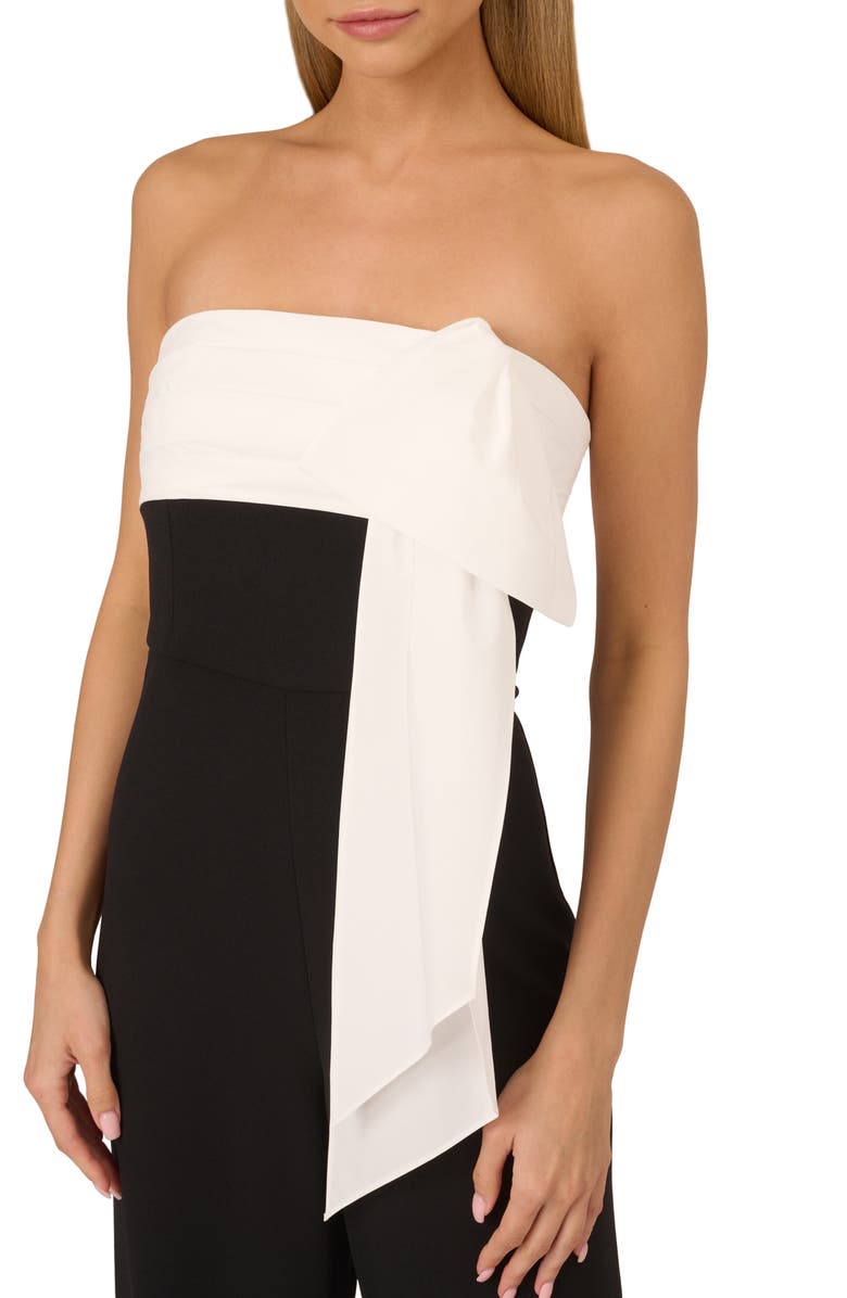 Adrianna Papell Strapless Taffeta & Crepe Jumpsuit, Alternate, color,