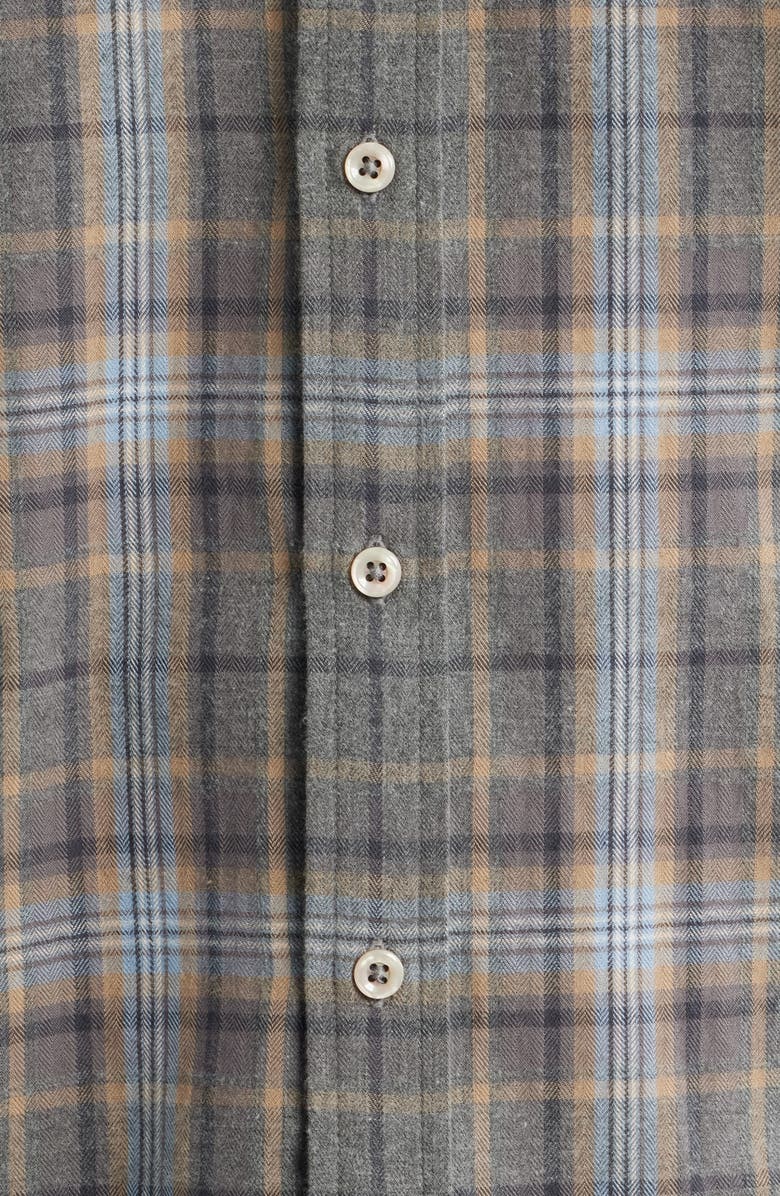 James Campbell Franklin Modern Fit Plaid Cotton Button-Up Shirt, Alternate, color, Coal