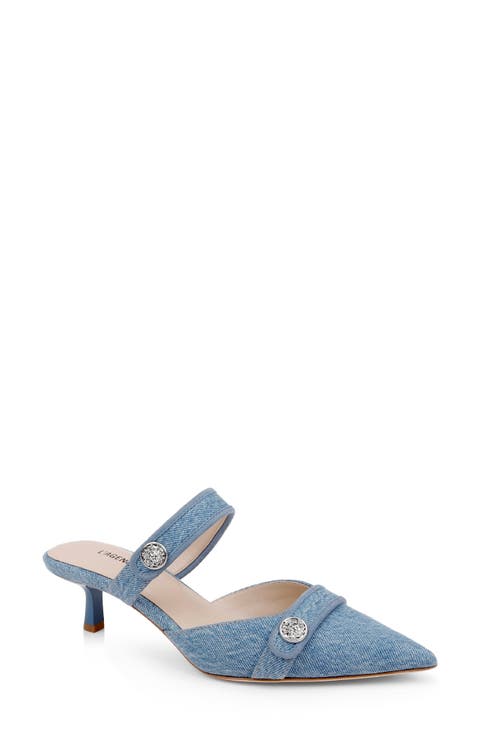 Gilliane Mary Jane Pointed Toe Kitten Heel Mule (Women)