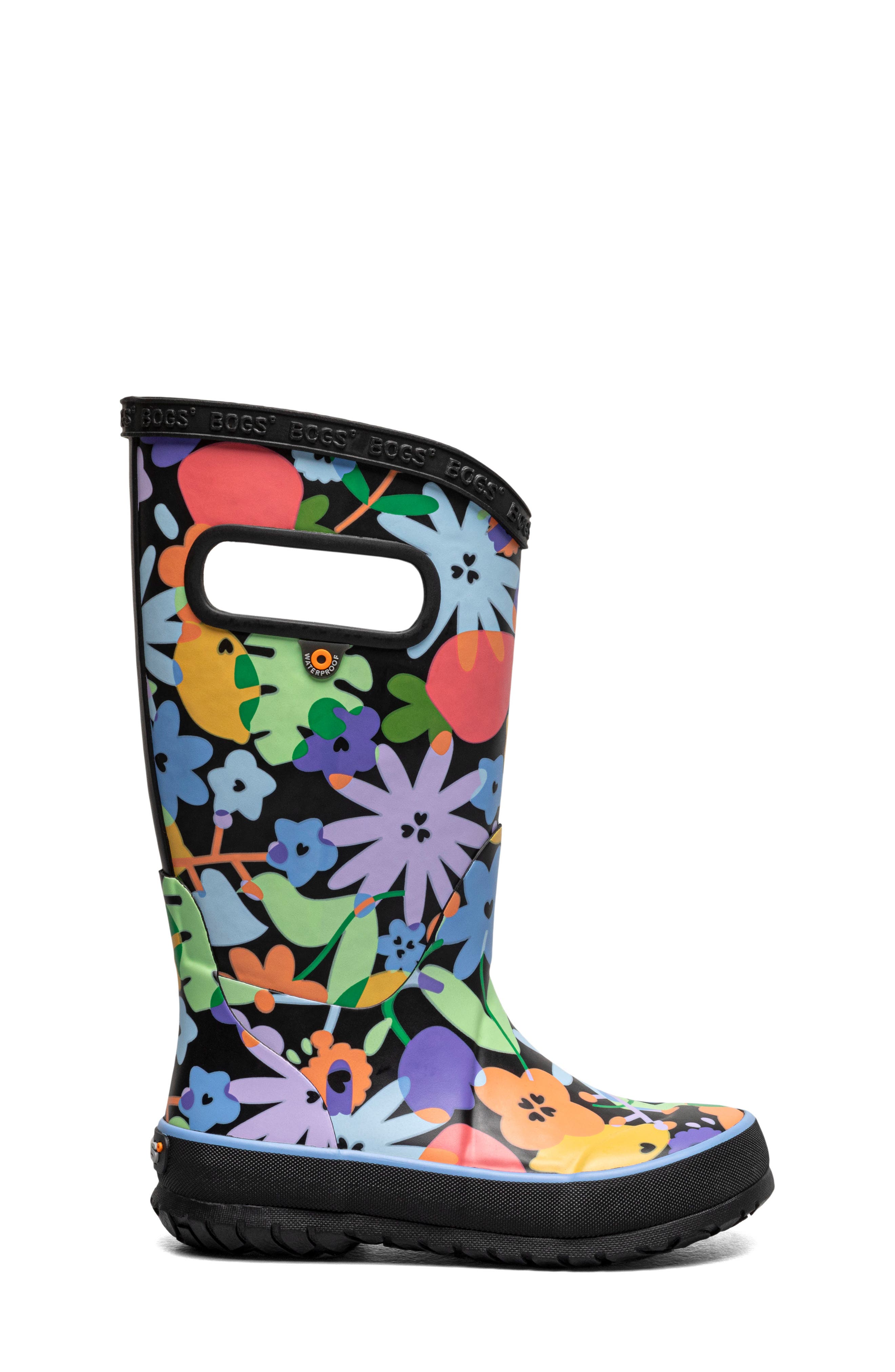 Bogs Kids' Waterproof Rain Boot, Alternate, color, Black Multi