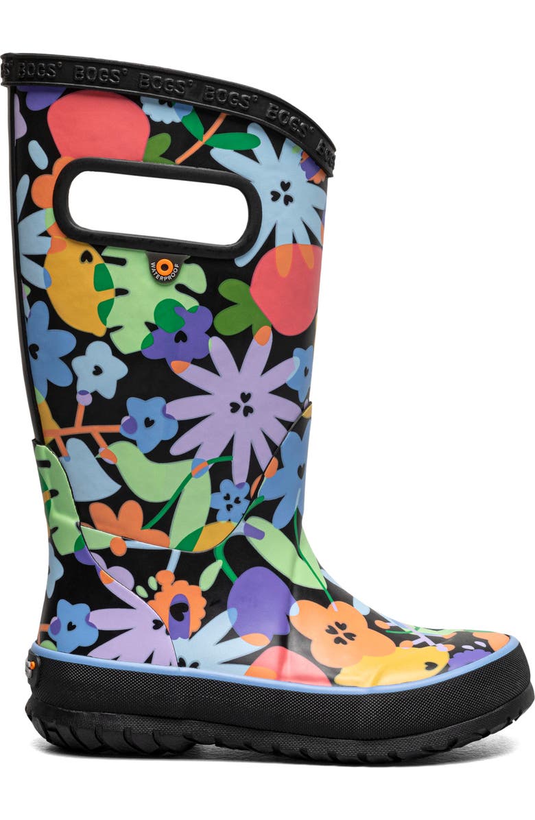 Bogs Kids' Waterproof Rain Boot, Alternate, color, Black Multi