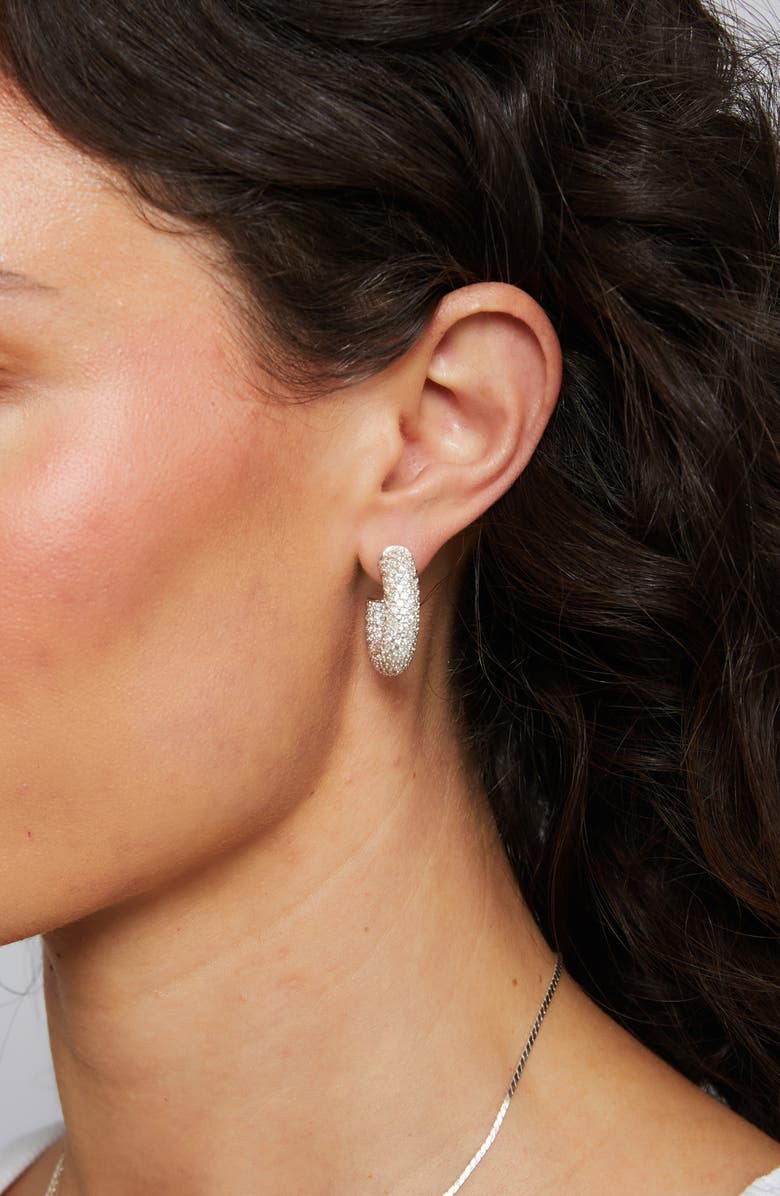 MIRANDA FRYE Dolly Pavè Hoop Earrings, Alternate, color, Silver