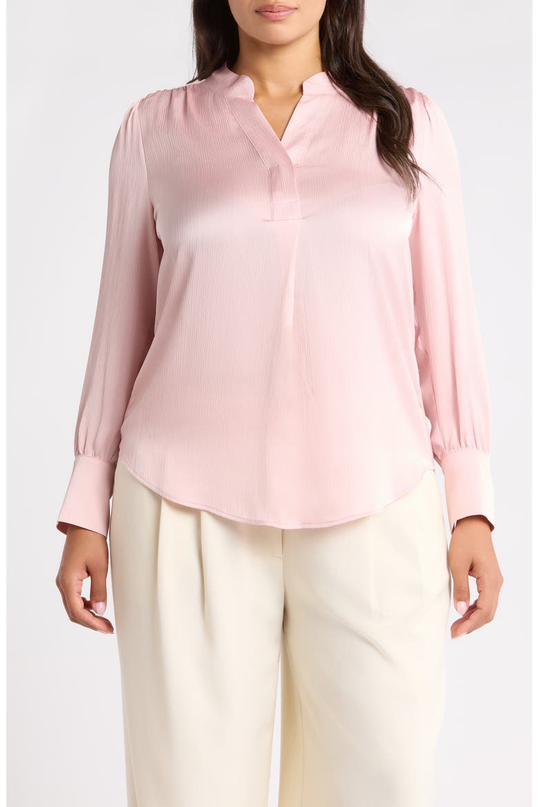 Pleated Front Satin Top, Main, color, PINK BLUSH