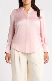 Anne Klein Pleated Front Satin Top