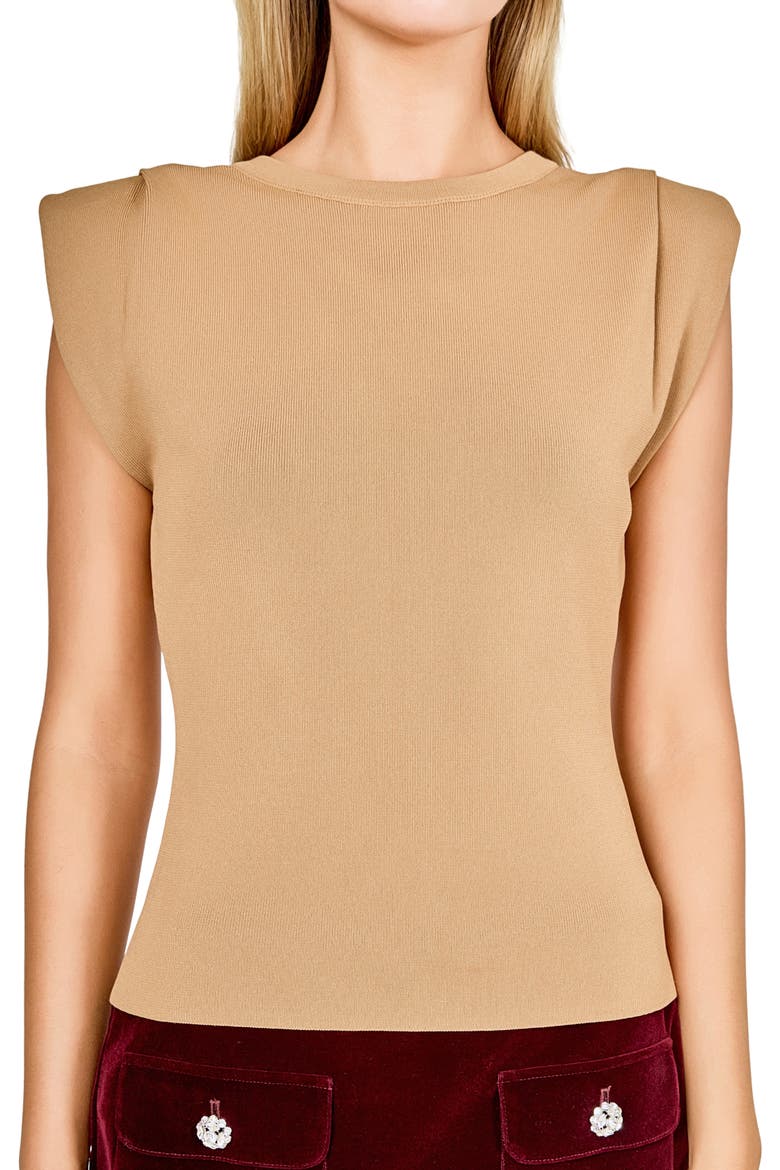 Pleated Shoulder Knit Top, Alternate, color, MOUSSE