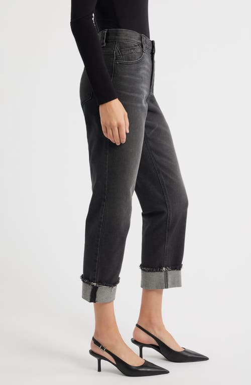 Wit & Wisdom High Waist Frayed Cuff Hem Straight Leg Jeans In Gray