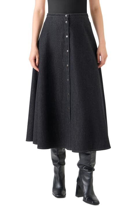 Stretch Denim A-Line Skirt