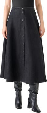 Akris punto Stretch Denim A-Line Skirt
