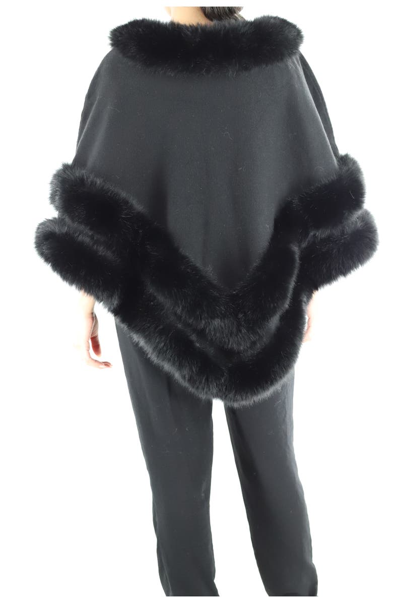 La Fiorentina Faux Fur Trim Poncho, Alternate, color, 