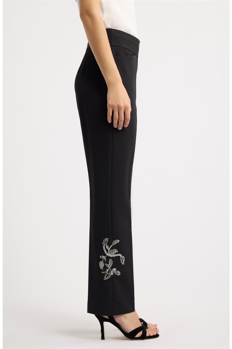 Embellished Mid Rise Straight Leg Pants, Alternate, color, BLACK