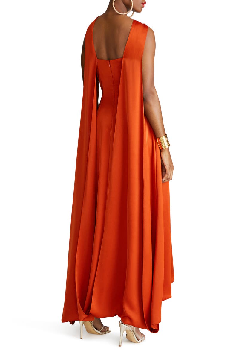 HALSTON Genevieve Satin Asymmetric Halter Gown, Alternate, color, 