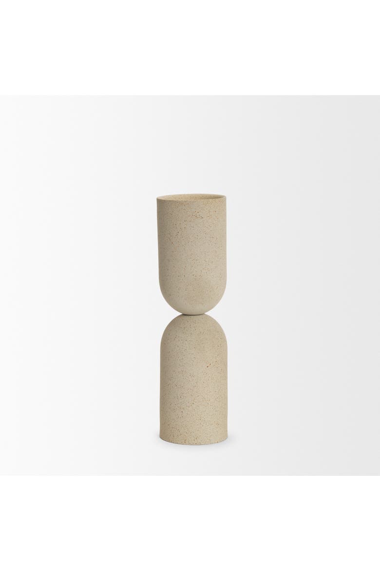 Qamra Metal Pillar Candle Holder, Alternate, color, Beige