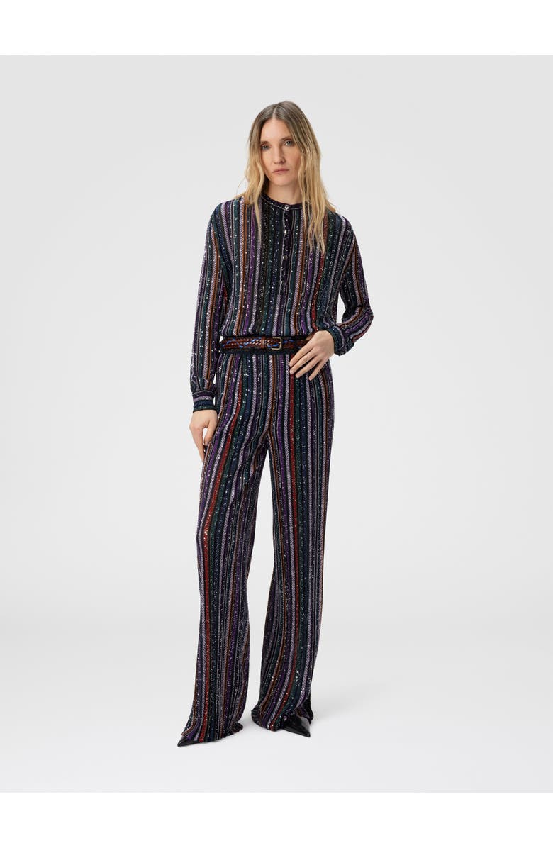 Missoni Long Pants In Herringbone Stripe Knit, Alternate, color, Multicoloured Black