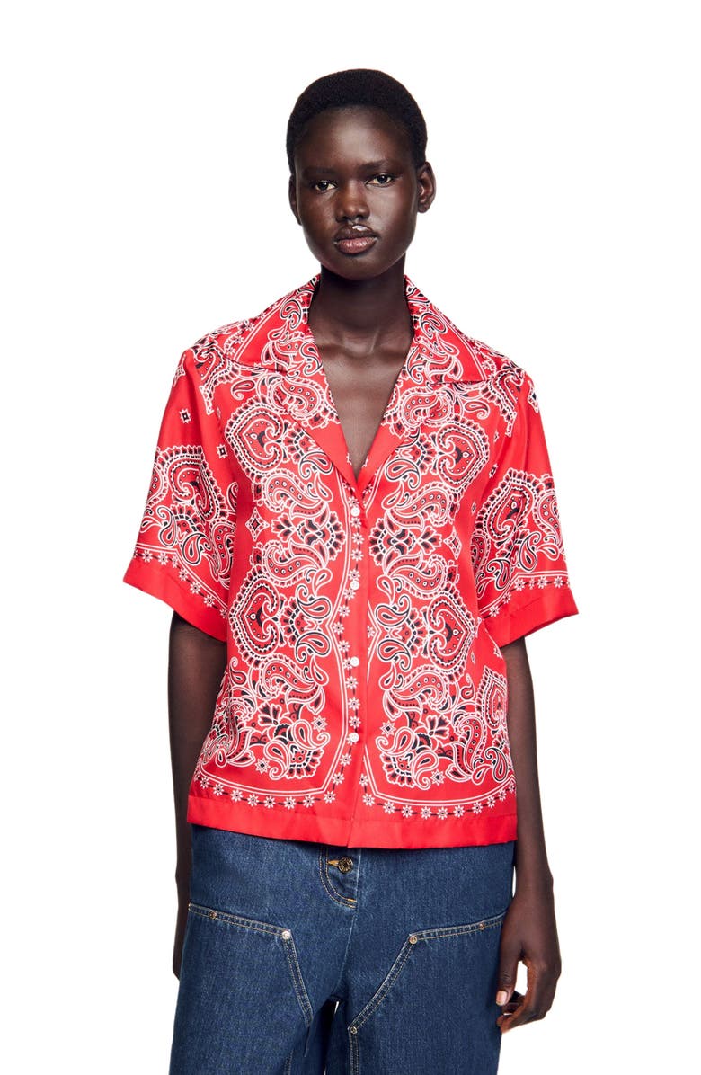 SANDRO Bandana print silk shirt, Main, color, 