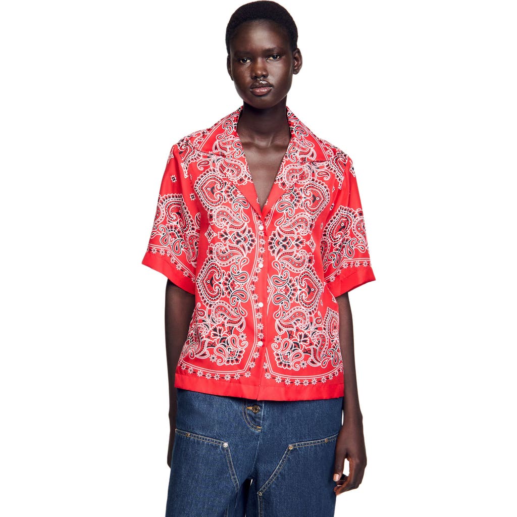 Sandro Bandana Print Silk Shirt In Multi
