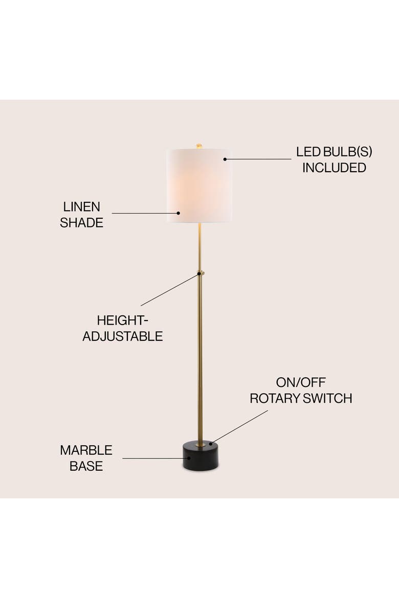 Crosby 66" Adjustable Height Metal LED Floor Lamp, Brass/Black Marble, Alternate, color, Brass Gold/Black