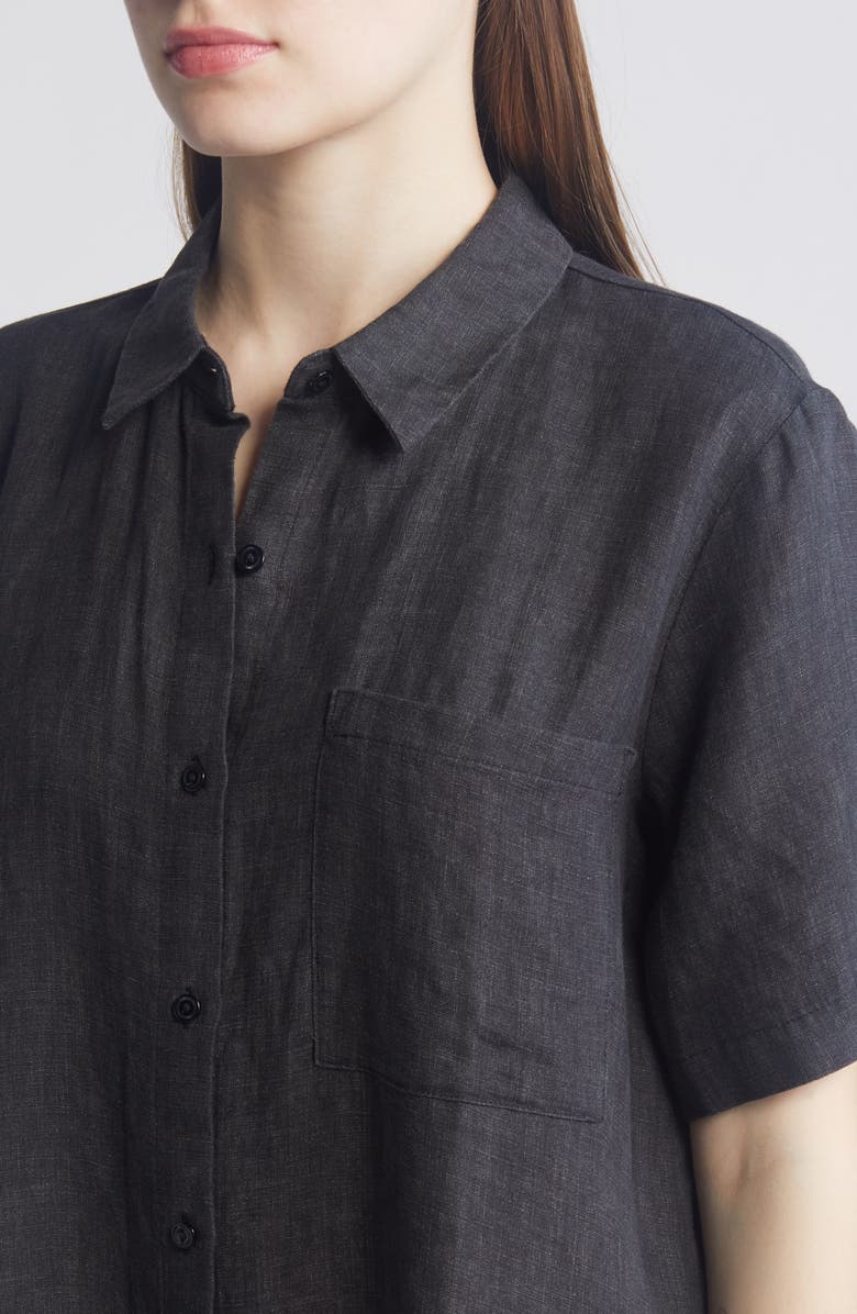 Eileen Fisher Classic Collar Organic Linen Shirtdress, Alternate, color, 