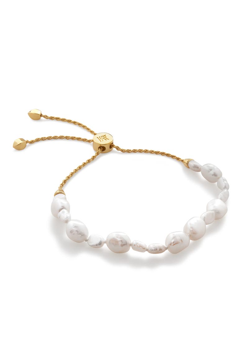 Nura Reef Freshwater Pearl Friendship Bracelet, Main, color, 18CT GOLD VERMEIL / PEARL