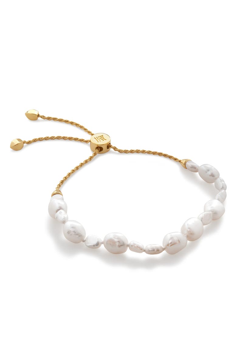 Monica Vinader Nura Reef Freshwater Pearl Friendship Bracelet, Main, color, 18Ct Gold Vermeil / Pearl