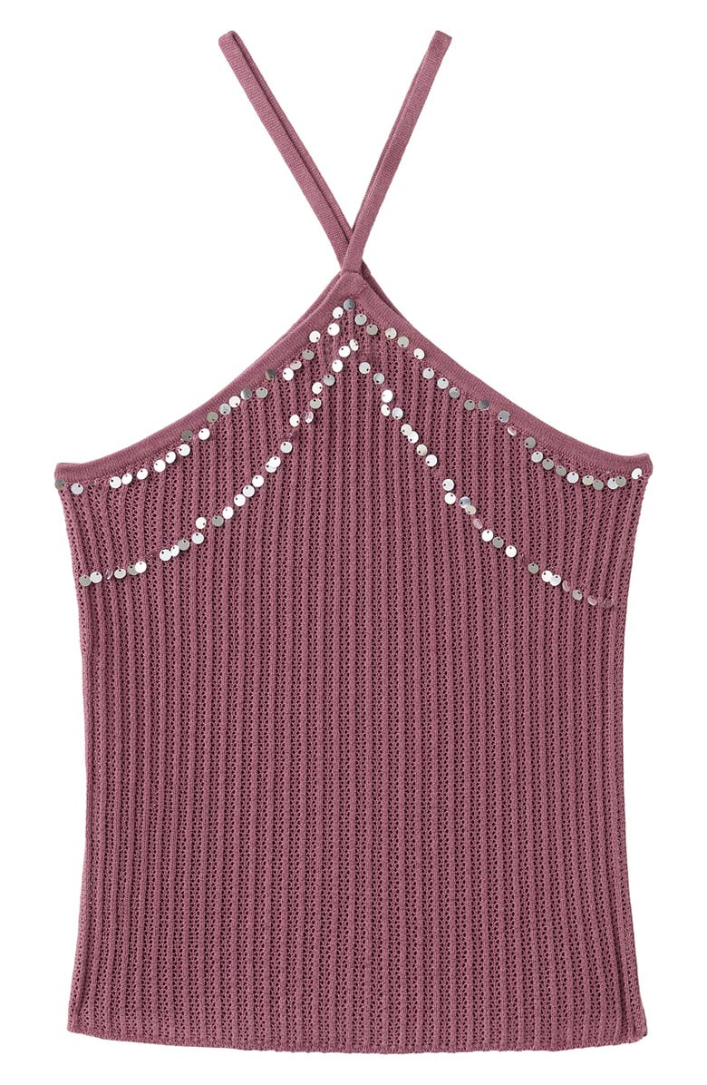 MANGO TEEN Sequin Halter Top, Alternate, color, Pink